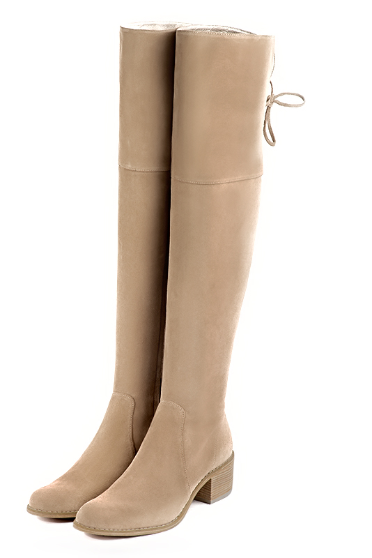 Cuissardes femme en cuir sur mesures beige sahara Mollets fins